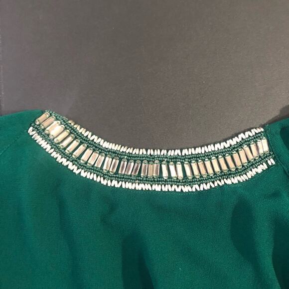 Zara trafulac Women’s Sheer Jeweled Green Blouse - Picture 2 of 6